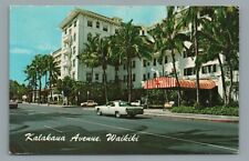 Kalakaua Avenue Waikiki Honolulu Hawaii HI Old Cars Postcard Posted 1977 picture