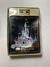 VINTAGE 80's Walt Disney World Glass Gift Tray Ashtray Cinderella Castle. picture