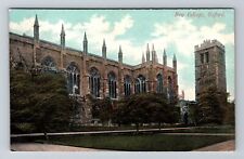 Oxford-England, Exterior View New College, Vintage Postcard picture