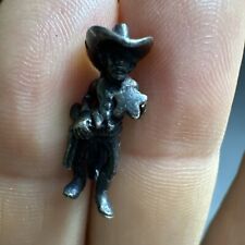 Tiny Unique Sterling Silver Cowboy Holding Star  Clip Vintage picture