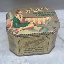 Vintage Brass Tin Heaton’s Swiss Cream Caramels 1890 England picture