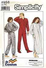 1980'sSimplicity Dr. Denton Misses'/Men's Nightshirt,Pajamas Pattern 8958 XL UNC picture