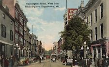 Hagerstown Maryland Washington St West Trolley People Hoffman Dry Goods Postcard picture