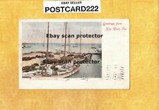 FL Key West 1906 vintage postcard GREETINGS FROM sponge market & fleet Florida picture