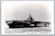 Postcard USS Hancock CV 19 Navy Aircraft Carrier Naval Ship Military RPPC picture