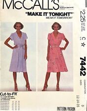 1980's McCall's Misses' Dress Pattern 7442 Size 12-16 UNCUT picture