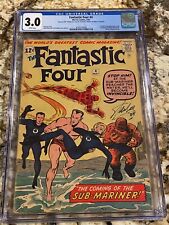 FANTASTIC FOUR #4 CGC 3.0 RARE WHITE PAGES SIGNED TWICE BY STAN LEE HUGE MCU KEY picture