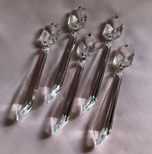 5 Vintage WATERFORD Crystal Prism Drops with Beads/Buttons, 5 3/8”, V Good Cond. picture