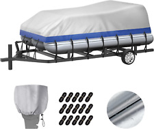 Pontoon Boat Cover Trailerable + Motor Cover, Pontoon Cover Heavy Duty 600D Solu picture