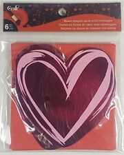 6pc Love Heart Shaped Valentines Day Cards With Envelopes Pink Red White XoXo. picture
