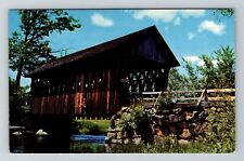 New London NH-New Hampshire, The Old Covered Bridge, Outside, Vintage Postcard picture