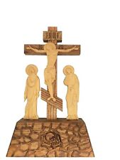 15.75'' Religious Table Wooden Carved Crucifix In Golgotha Calvary Gift Believe picture