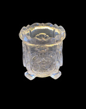 STARS & STRIPES BKLYN N.Y. ANTIQUE CLEAR GLASS MATCHSTICK TOOTHPICK HOLDER DÉCOR picture