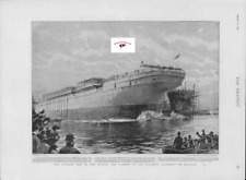 WHITE STAR LINE, LAUNCH OF THE OCEANIC 1899 REPRINT FROM VINTAGE LITHO picture