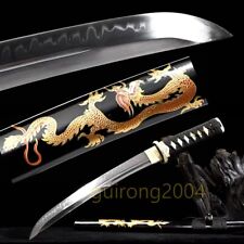 Japanese Short Sword Samurai Katana T10 Steel Clay Tempered Blade Ninja Tanto picture