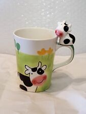 Indra Mug Glass Country Cow Handle Ceramic Hand Painted 3D  picture