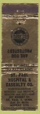 Matchbook Cover - ST Paul Hospital Insurance St Paul MN WORN picture