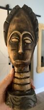 African Tribal  Mask Wood Handcrafted In Ghana Decorative Mask on a stand Vintag picture