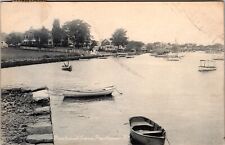 Pawtucket RI-Rhode IslCove Boats on Water House in Distance Vintage Postcard picture
