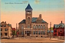 Postcard 1907 Woonsocket, RI COURT HOUSE Rhode Island divided back picture