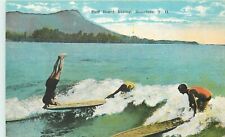 Postcard 1920s Hawaii Honolulu Surf Board riding Island Curio 23-11866 picture