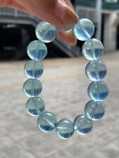 100% Natural Blue Ice Aquamarine Gems Clear Round Beads Bracelet 15.7mm AAAAA picture