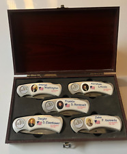 Fighter Plus Presidents Series Pocket Knives Set Lot of 5 w/ Display Case picture