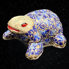 Vintage Hand Painted Paper Mache Frog Trinket Box Made In India 2.5”T 4.5”W picture