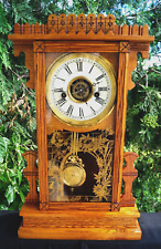 Antique 1886 Waterbury MALVERN Gingerbread Walnut Mantle Clock & ALARM - VIDEO picture
