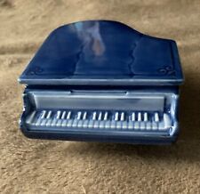 ~ Vintage ~ Handmade  Small Blue Ceramic Piano Box For Trinkets / Or Decoration picture