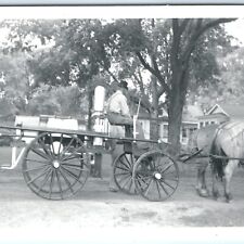 c1910s Steam Tractor Show RPPC Fire Pump Firefighter? Horse Drawn Cart PC A167 picture