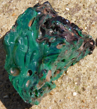 9.6oz Psychedelic Green Antique Recycled Slag Glass Pittsburgh, PA picture