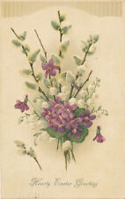 HEARTY EASTER GREETINGS - Postcard #933 - BOUQUET OF FLOWERS - 1919 picture