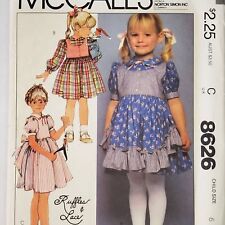 Vintage 80s McCalls Pattern 8626 Girls Ruffle Puff Sleeve Dress Sz 6 Uncut picture