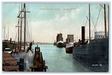 c1905 Steamer Scene, Owen Sound Harbor Looking North Ontario Canada Postcard picture