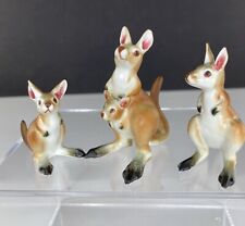 Vintage Miniature Bone China Kangaroo Family ~ 3 Pieces ~ 2.5