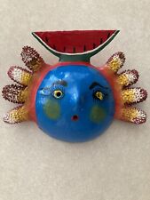 Vintage Folk Art HandPainted Coconut Shell Wall Decor Mask Mexico Approx. 7” W picture