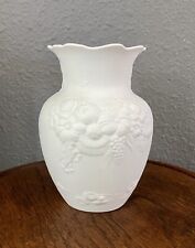 Vintage Vase KAISER 1960’s Signed Made In Germany Floral & Fruit White Porcelain picture