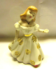 Vintage Porcelain Young Girl Dancing In White And Gold Dress 5 1/4” picture