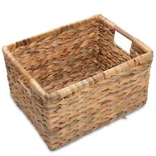 Large Rectangular Wicker Basket with Wooden Handles for Shelves and Storage -... picture