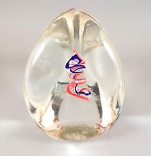 Art Glass Monte Dunlavy Signed Paperweight Red White & Blue Ribbon #146 picture