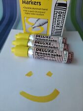 LOT OF 3 YELLOW SANFORD DELUXE CHISEL TIP MARKERS VINTAGE OLD SCHOOL SMELL picture
