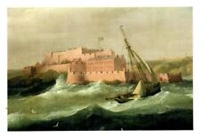 SHIPPING IN A STORM OFF CASTLE CORNET 1796.VTG USED ART POSTCARD*A17 picture