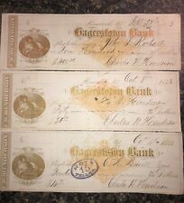 3 - 1883 checks Hagerstown Bank Maryland Charles W Henderson Embossed Endorsed picture