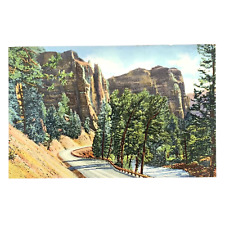 Linen Postcard Yellowstone National Park Vintage Palisades Shoshone River Canyon picture