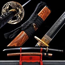 Clay Tempered T10 Katana Natural Rosewood Japanese Samurai Sword Tiger & Bamboo picture