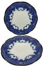 2 Rare Antique Ridgways Dinner Plates Flow Blue Verona Gold Accents 10” picture