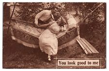 Postcard - You Look Good to Me Man to Woman on a Hammock Victorian Romance c1910 picture