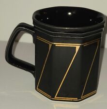 Black Gold Z Octagon Coffee Mug 8 Sided EUC  picture