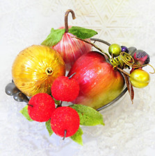 Mix Bowl Of Satin Fruit Christmas Ornaments picture